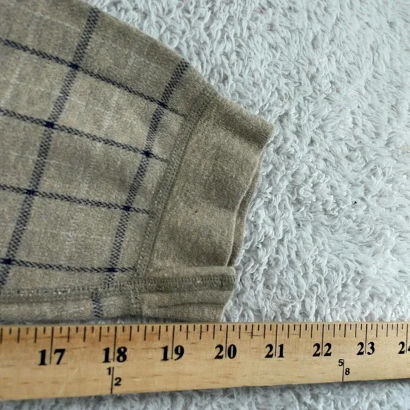 L.L. Bean Henley Shirt Mens Large Gray Windowpane Thermal Long Sleeve Made USA - Picture 6 of 7